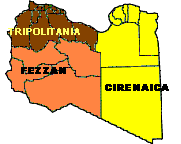 Map of the three regions of Libya.