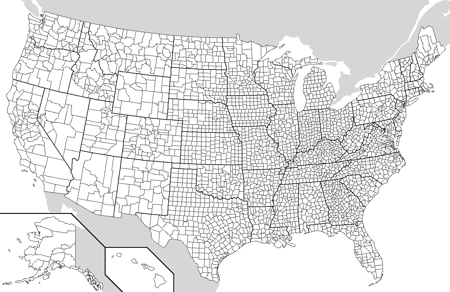 Us Map Black And White