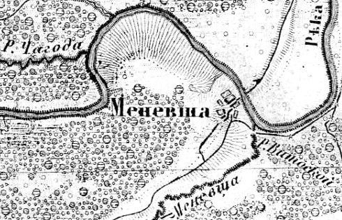 Деревня Менёвша на карте 1915 года