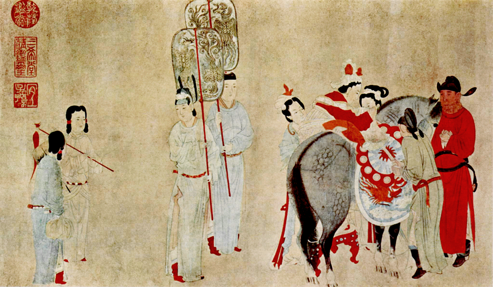 Yang Guifei, to saddle the horse, artist Qian Xuan (1235-1305 BC. E.)