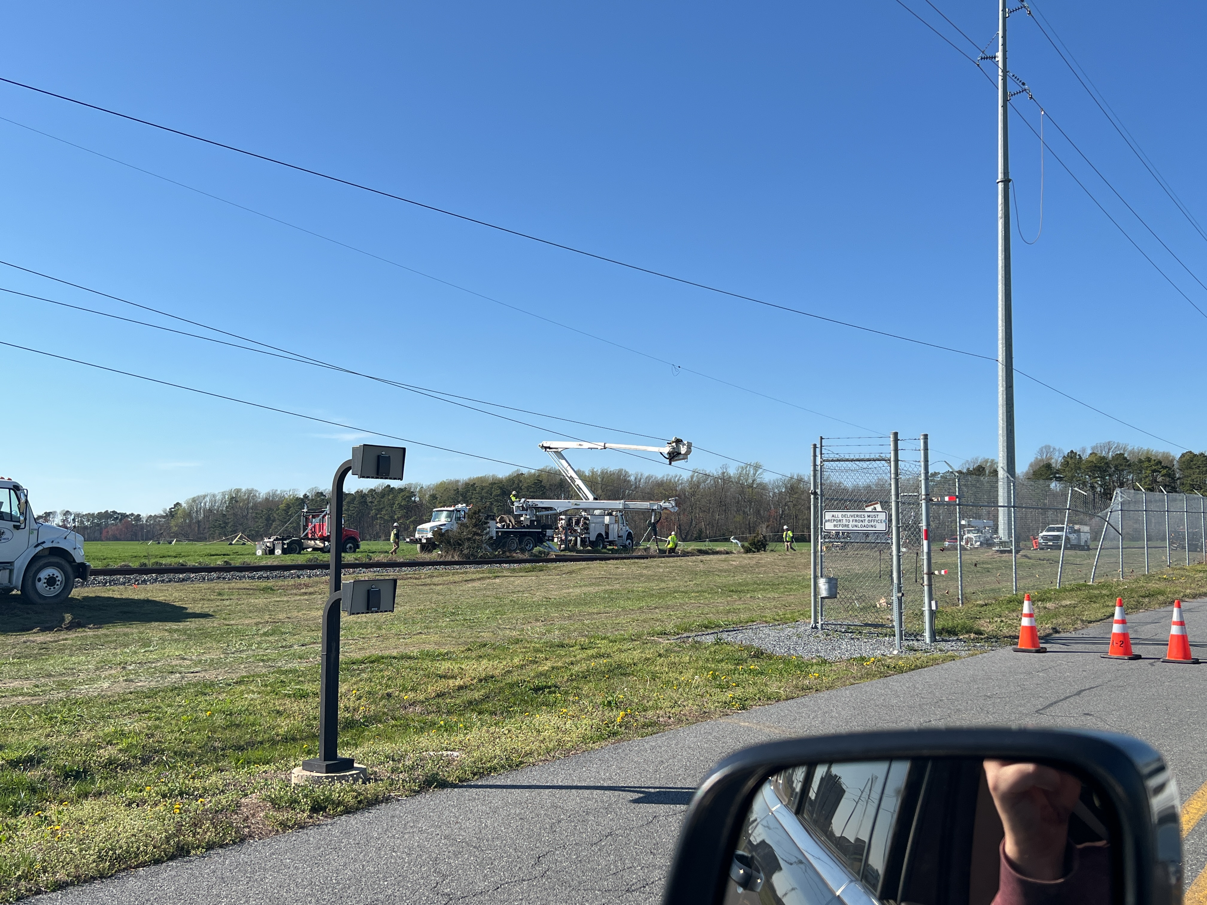 EF3 damage to electrical transmission lines north of Bridgeville, Delaware.