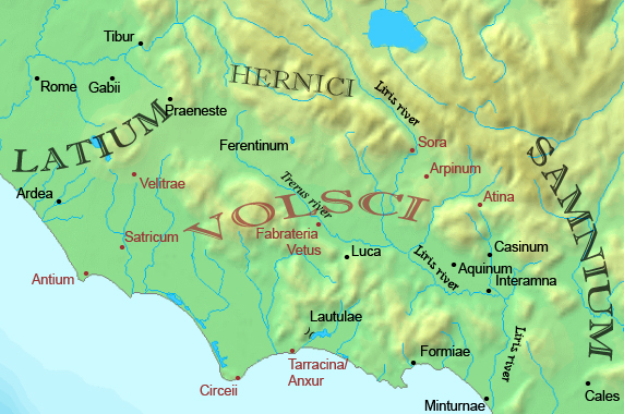 Mapa okolí Říma