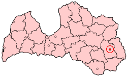 Град Резекне на картата на Латвия.