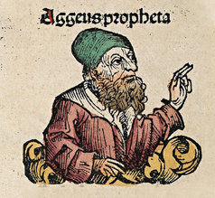 The biblical prophet Haggai. Woodcut from the ...