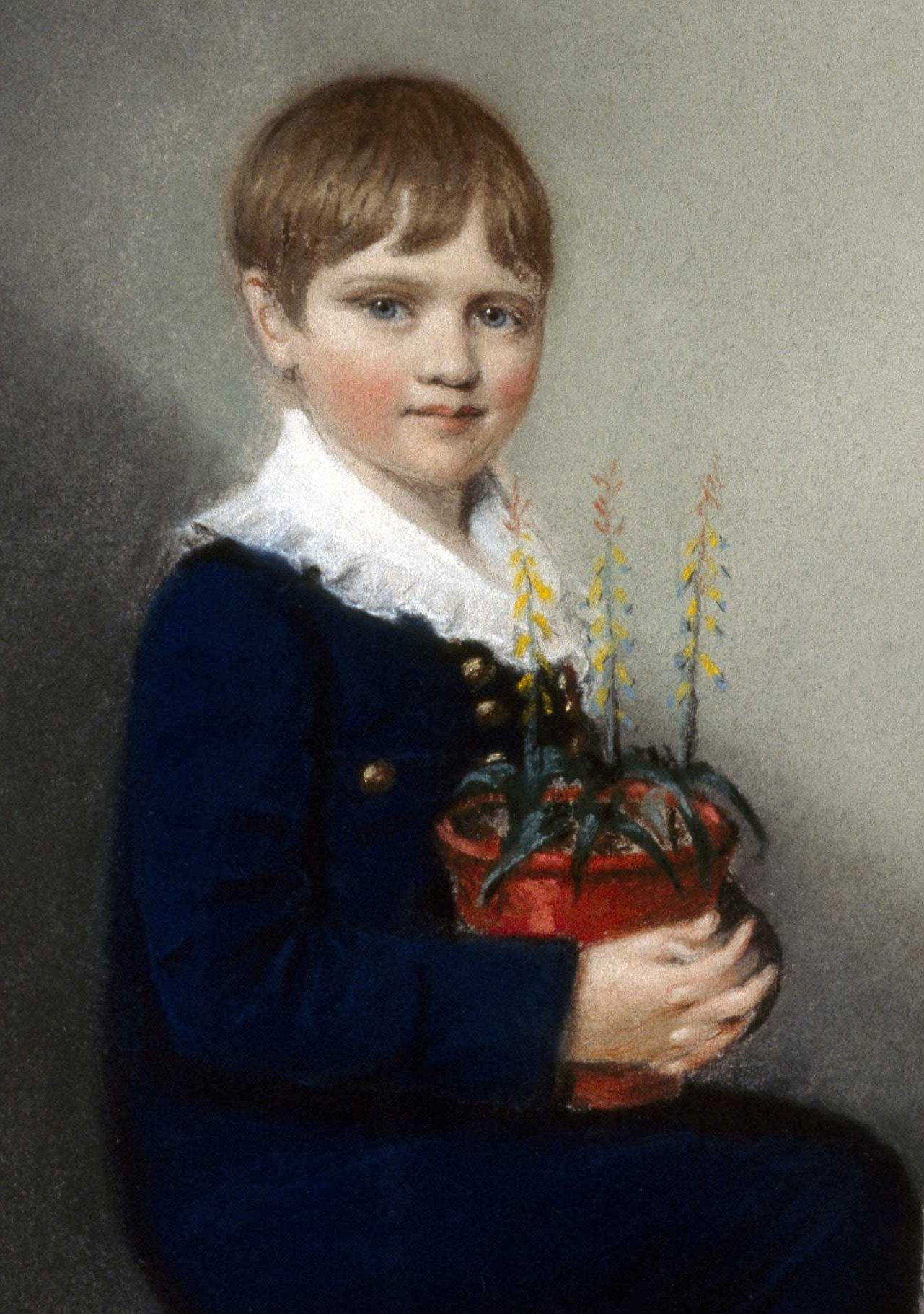 Charles Darwin (1809-1882) at age 7. The paint...
