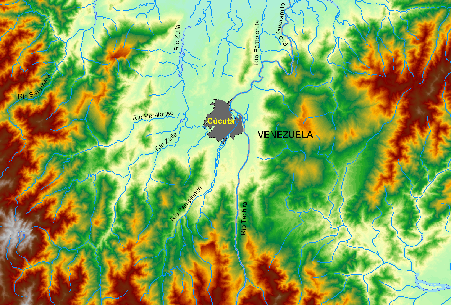 Mapa relieve Cúcuta, Colombia