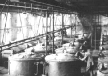 A synthetic indigo dye factory in Germany in 1890.