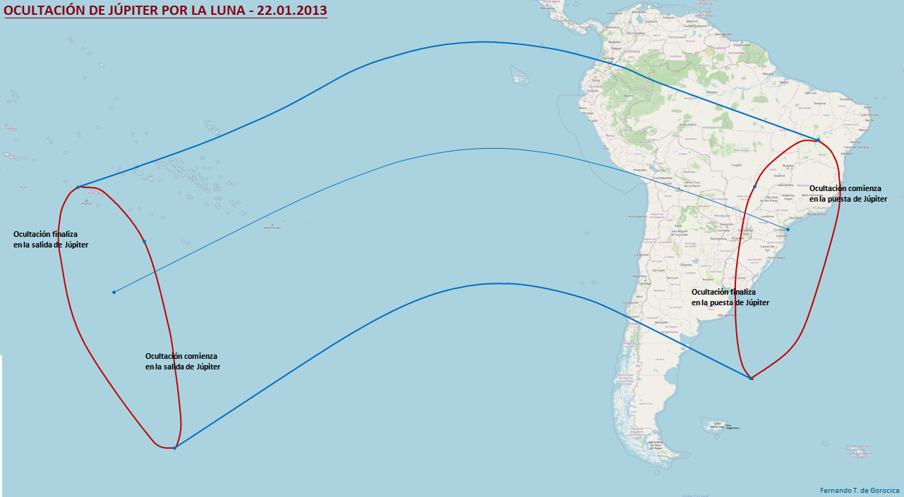 Ocultación de Júpiter por la Luna 22.01.2013