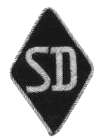 L'insigne du SD : les lettres SD en blanc sur un losange noir