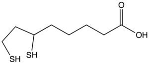 Struttura chimica dell'acido diidrolipoico