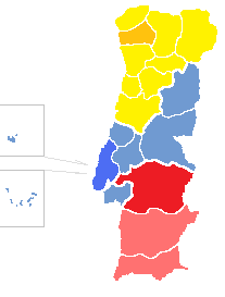 The Archdiocese of Lisbon shown in a darker blue.