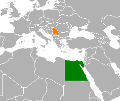 Map indicating locations of Egypt and Serbia