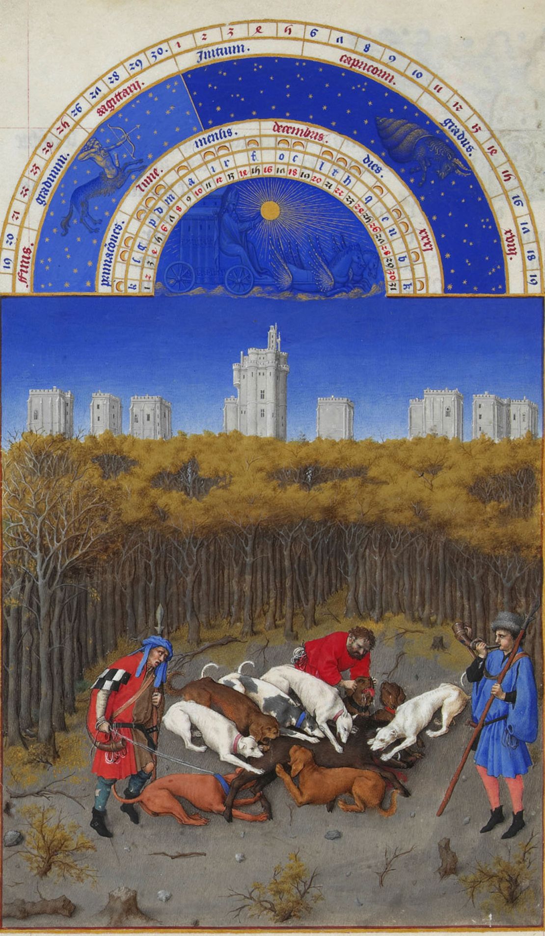 Limbourg Brothers, "The Book of Hours." Hunting.