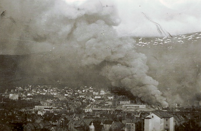 Narvik blazes after German terror bombing
