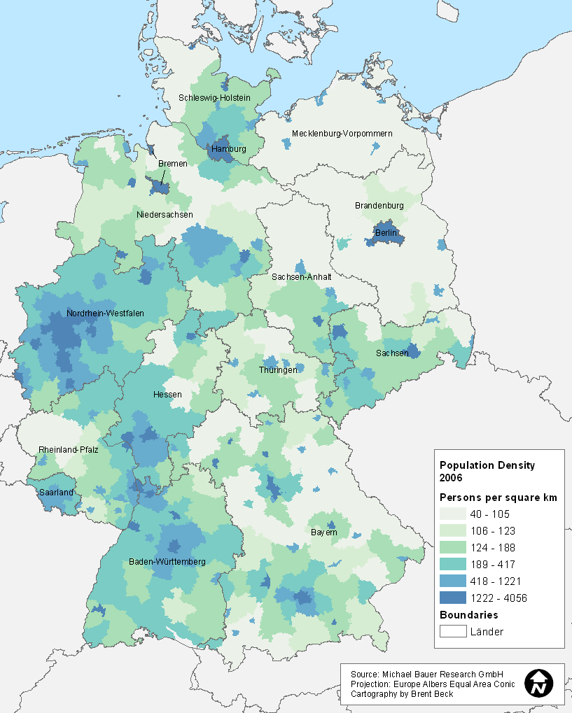 Image result for germany population density map