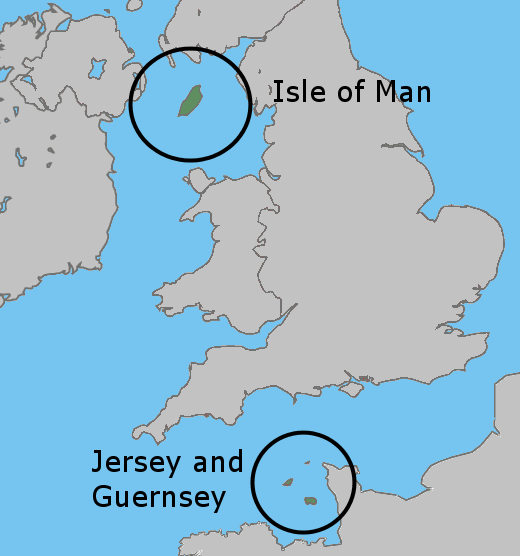 UK map crown dependencies