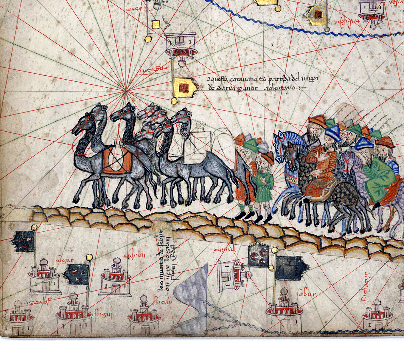 Caravan on the Silk Road, 1380, from Wikipedia