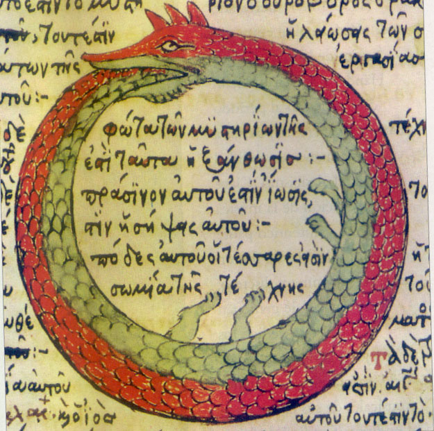 Ouroboros image in the alchemical treatise, 1478. Author - Theodore Pelecanos.
