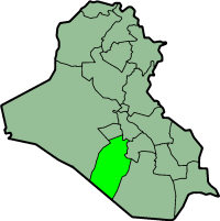 Kort over Irak med Najaf markeret