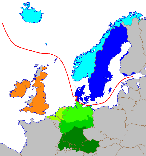 Heutige germanische Sprachen in Europa