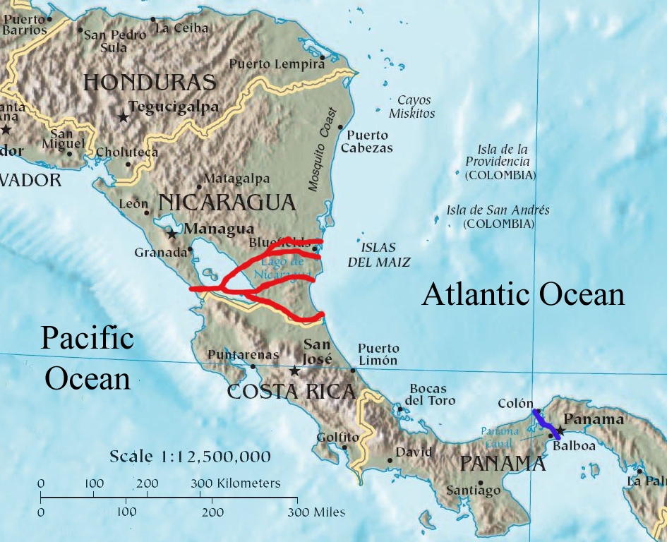 Nicaragua Canal Map