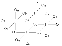 Tétramère de Ti(OEt)4 où Oa, Ob et Oc indiquent les groupes éthylate liés à 1, 2 ou 3 centres Ti(IV).