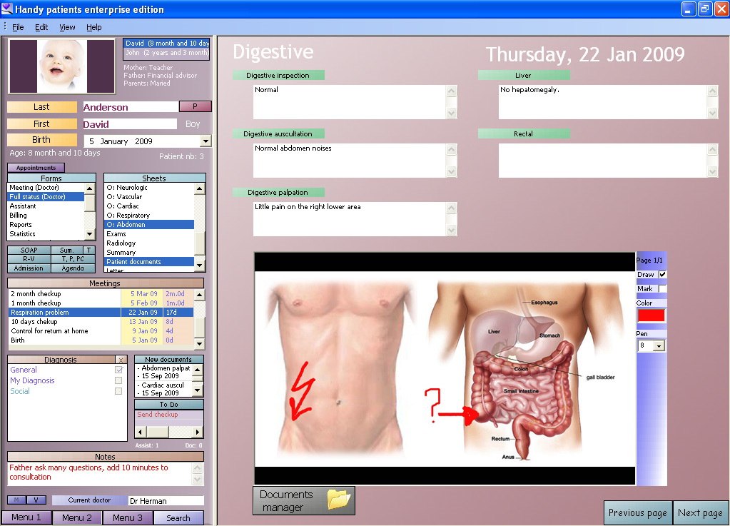 An electronic medical record example