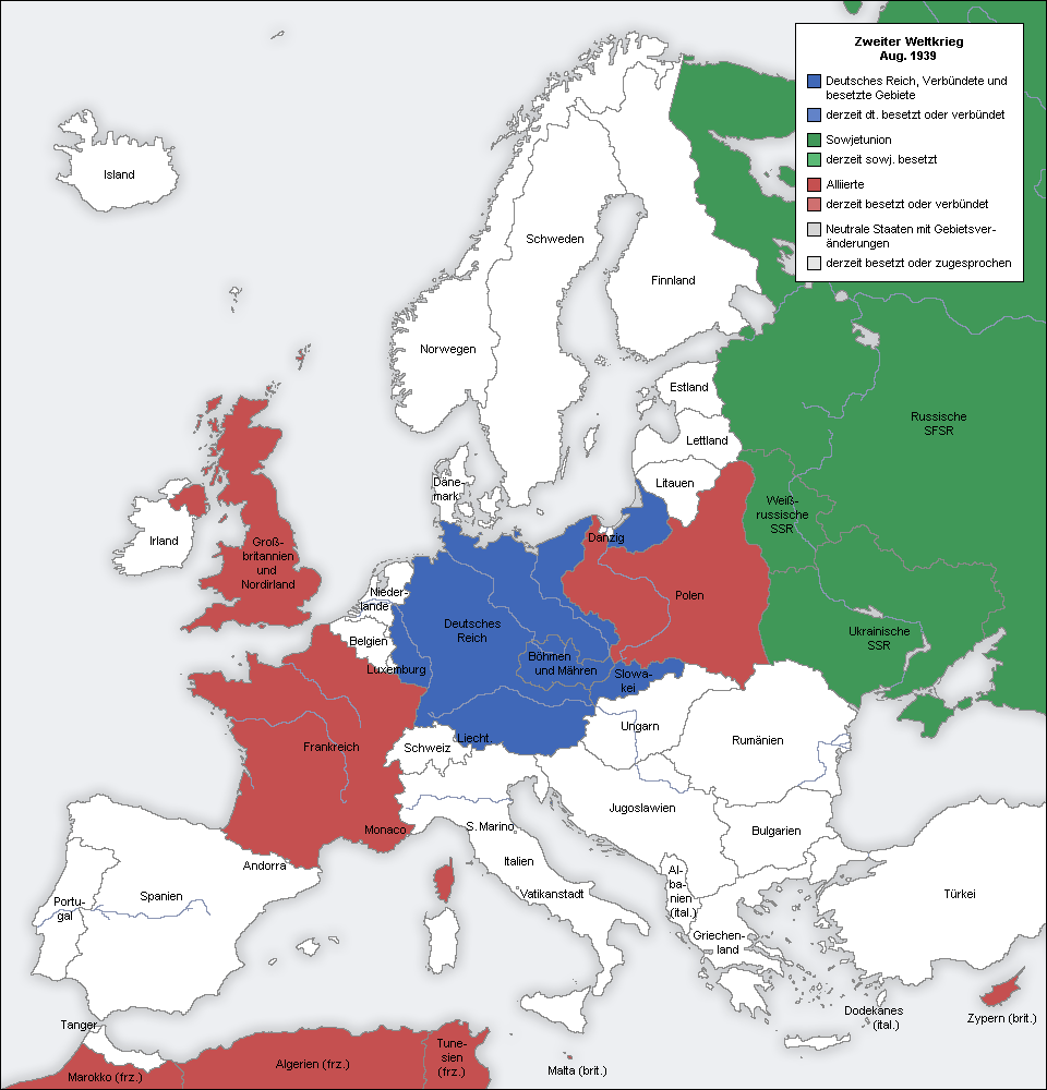 Map Of Europe During World War Two