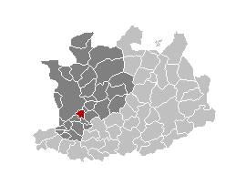 Location of Mortsel in the province of Antwerp