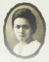 A young African-American woman, in an oval frame.