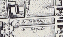 Rue royale en 1775 sur le plan Moithey.