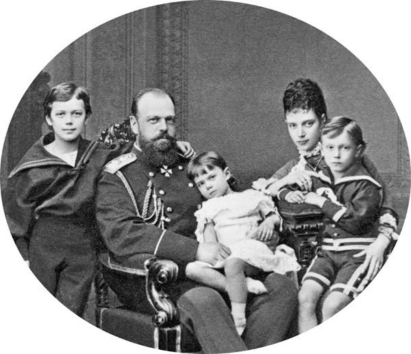 Tsar Alexander III, his wife, and 3 of their children