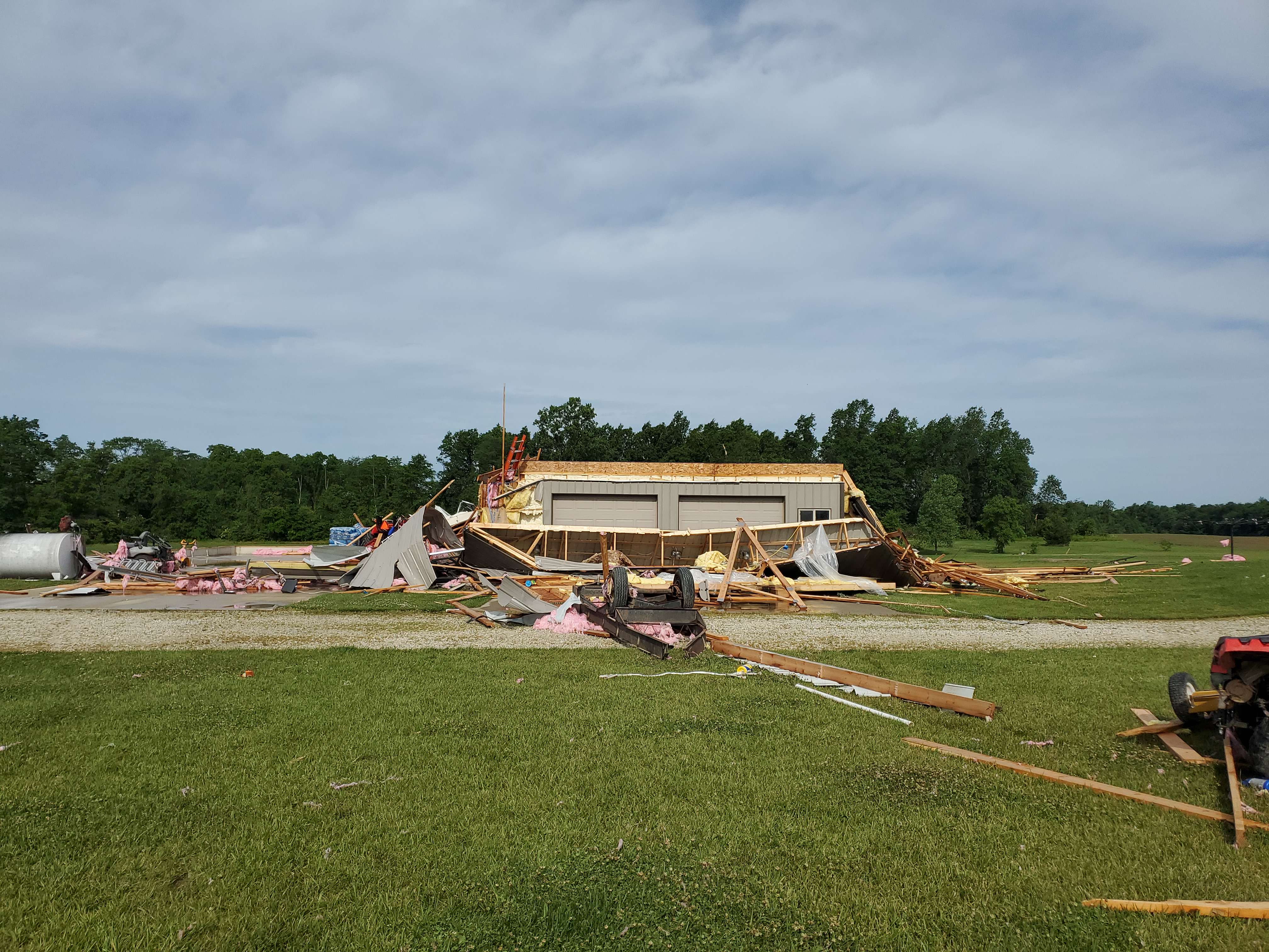 EF2 damage to a home east-southeast of Bryant, Indiana.