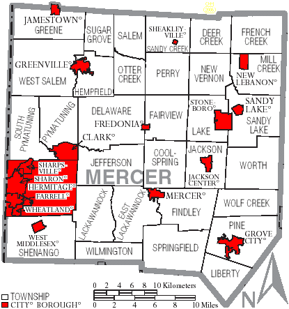 Wikipedia: Mercer County, Pennsylvania: Home Page | Map of Townships and