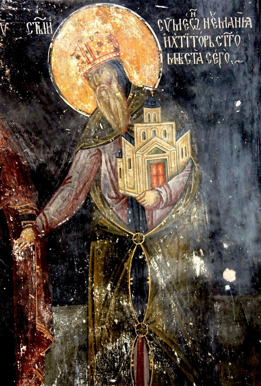 Donorportrett av Stefan Nemanja, freske i Jomfrukirken i klosteret Studenica