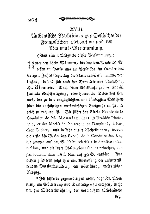 Authentische Nachrichten zur Geschichte der Französischen Revolution und der National-Versammlung Mounier 1