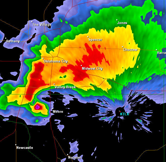 English: A radar image of a supercell thunders...