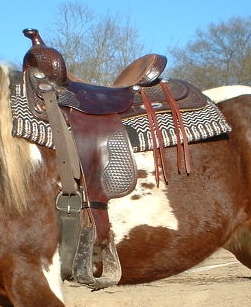 Close up of a western style saddle