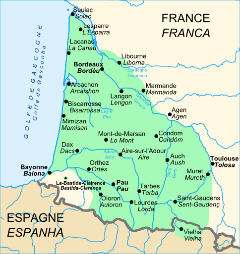 Kaart van Gascogne