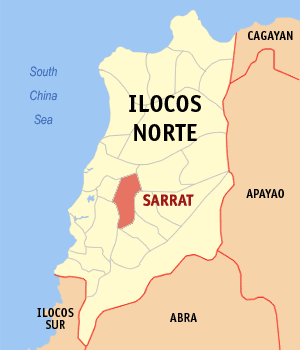 Mapa han Ilocos Norte nga nagpapakita kon hain nahamutang an Sarrat