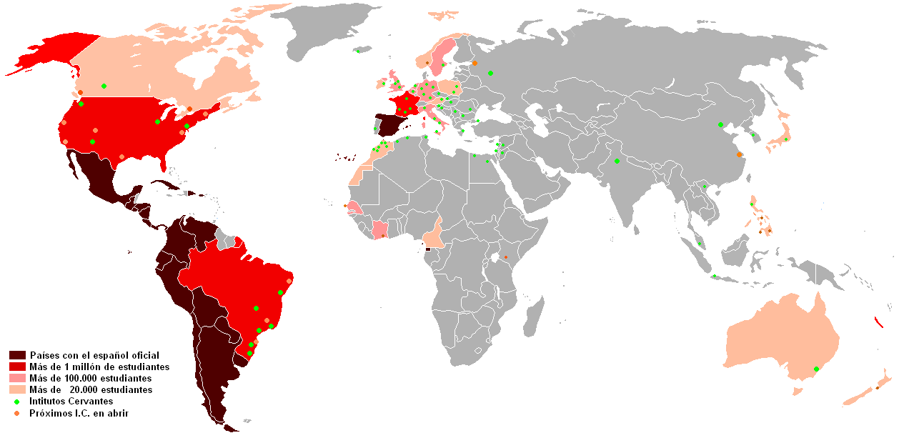 מפת דוברי ספרדית בעולם