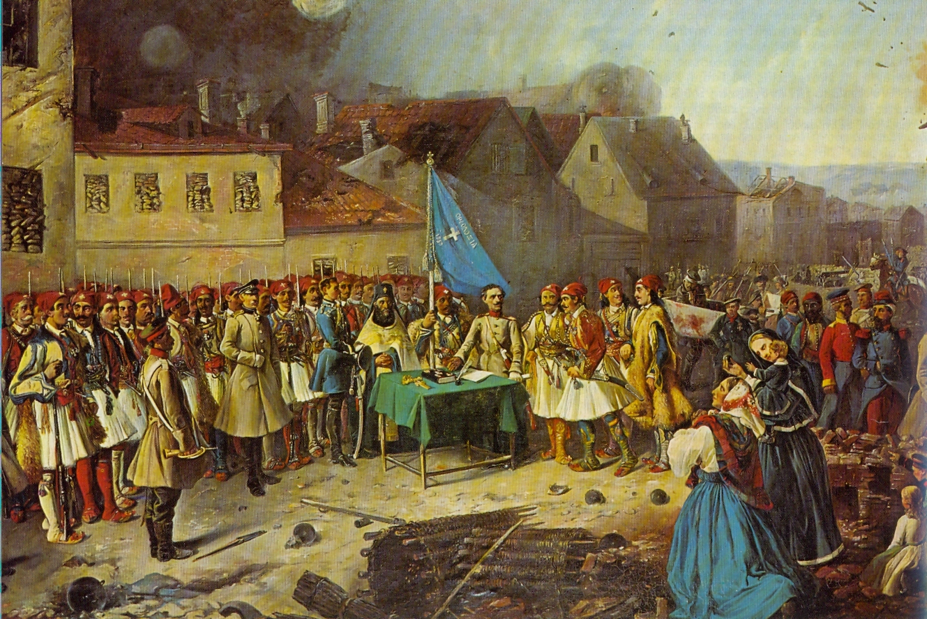 The Greek Volunteer Legion takes an oath during the Siege of Sevastopol.