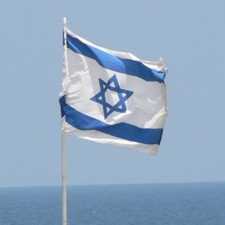 English: Flag of Israel with the Mediterranean...