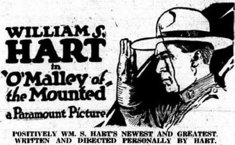 Newspaper ad for a 1921 movie about Mounties