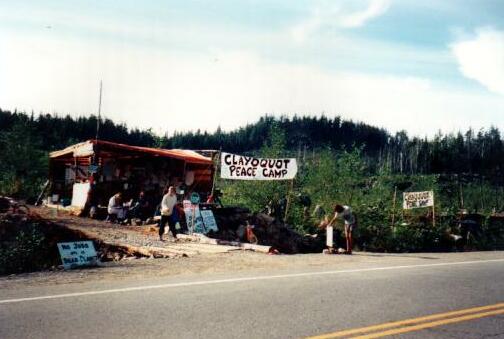 The entrance to the Peace Camp, base of the protesters.