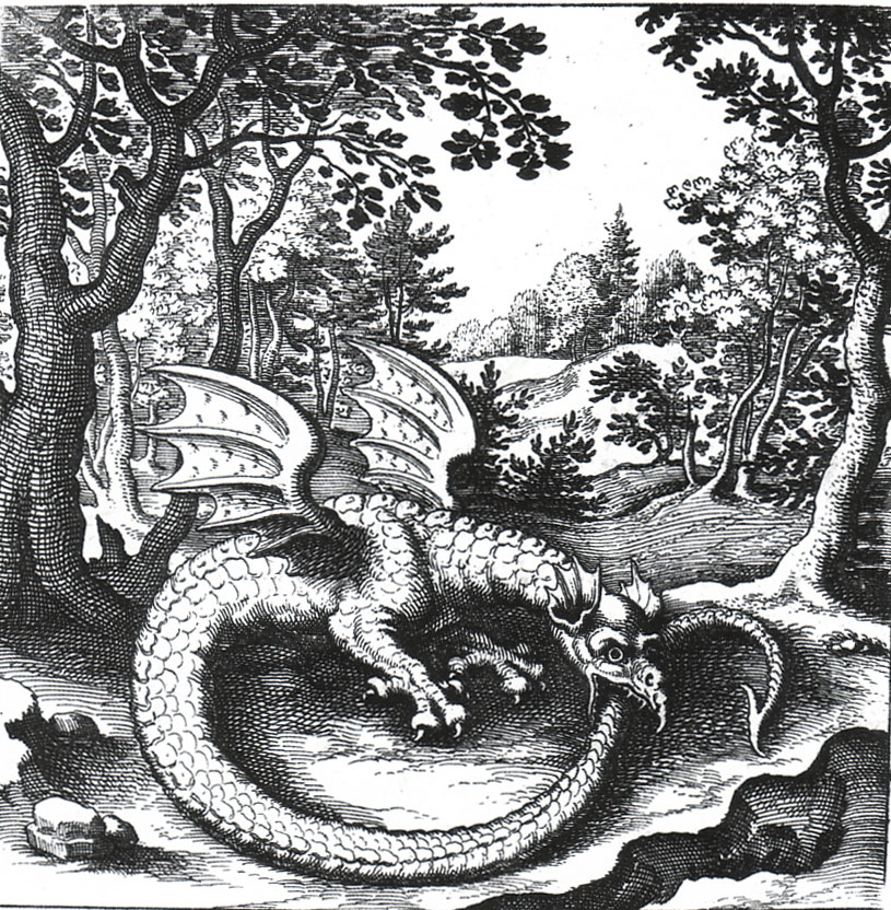 Ouroboros. Engraving L. Jennies from the book of alchemical emblems "Philosopher's Stone", 1625.