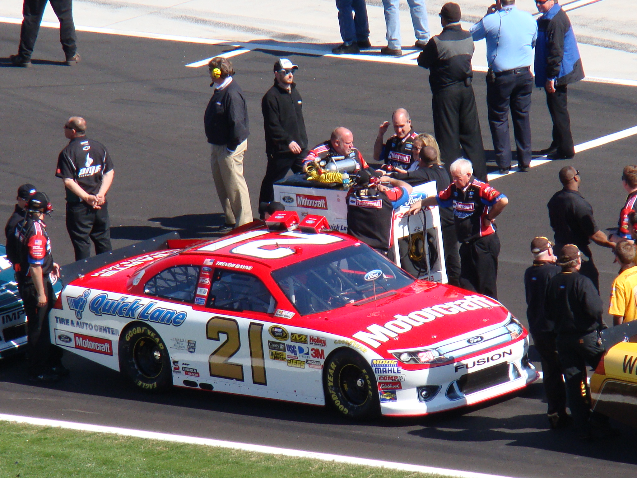 The winning race car, driven by Trevor Bayne.