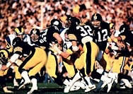 The Steelers defeated the Rams in Super Bowl XIV to win an unprecedented four championships in six years. 1986 Jeno's Pizza - 46 - Terry Bradshaw (cropped).jpg