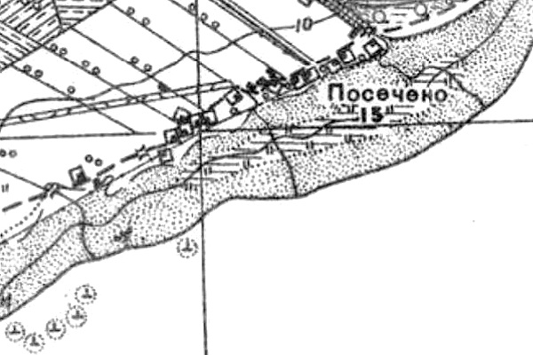 Деревня Посечено на карте 1939 года
