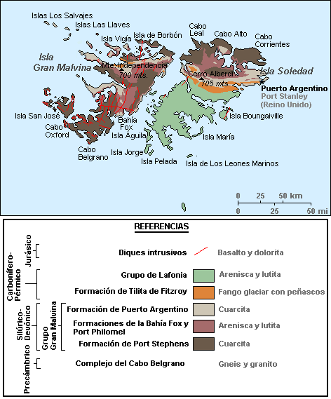 Mapa geológico de las Islas Malvinas